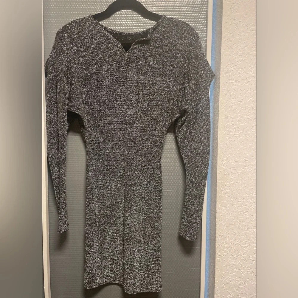 Isabel Marant Waden Stretch Metallic Silver Mini Dress Size 36/US 6 - Picture 9 of 9